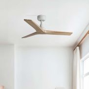 Faro Klim S - ventilateur de plafond - Ø 92,5 cm - blanc mat et pin