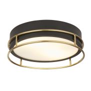 Searchlight Phoenix - plafonnier - Ø 30 x 10 cm - IP44 - noir et laiton
