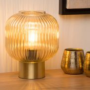 Lucide Maloto - lampe à poser -Ø 20 cm x 24,5 cm - ambre