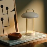 Nordlux Mirano - lampe de table portable avec batterie rechargeable - Ø 20 x 29 cm - fonction Moodmaker à 3 niveaux - 3W LED inclus - beige