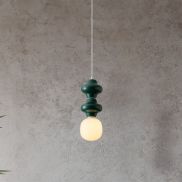 Nova Luce Clio - lampe suspendue - Ø 18 x 215 cm - jaspe, blanc et verre opale