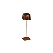 Konstsmide Nice - lampe de table extérieure sans fil avec station de charge - 10 x 10 x 36 cm - 2,2W LED dimmable inclus - IP54 - brun rouille