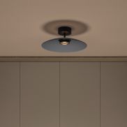 Nova Luce Polifemo - plafonnier - Ø 40 x 16 cm - 12W LED inclus - verre fumé et noir sablé