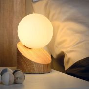 Lucide Len - lampe à poser - 16 cm - bois clair et opale