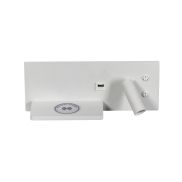 ETH Nighty Right - applique murale avec double interrupteur, USB et charge sans fil - 30 x 12 cm - LED 7W inclus - blanc
