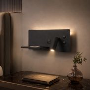 Artdelight WL Charge - Lampe de lecture avec interrupteur, station de recharge sans fil et port USB - 8 x 30 x 12 cm - LED 3W + 3W inclus - noir