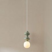 Nova Luce Clio - lampe suspendue - Ø 18 x 215 cm - vert, blanc et verre opale