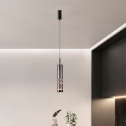 Nova Luce Bento - lampe suspendue - Ø 8 x 180 cm - 12W LED inclus - noir mat et gris fumé clair