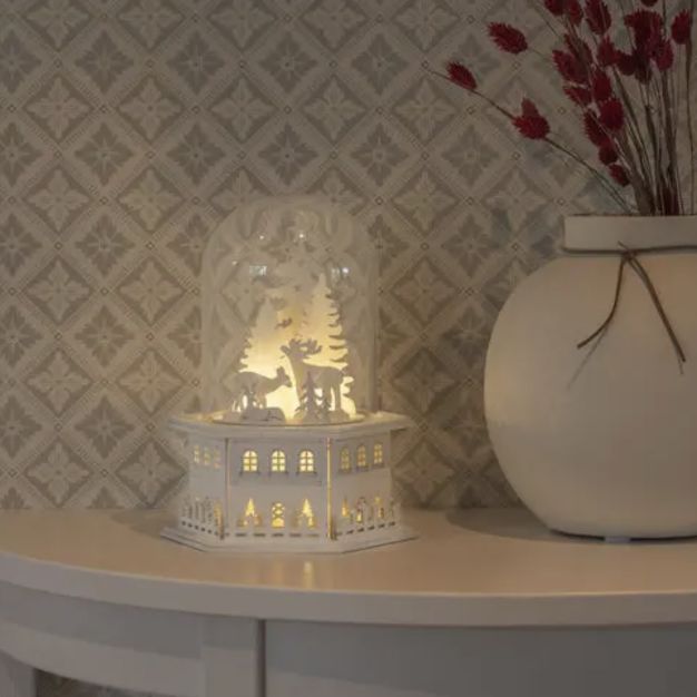 Konstsmide lumières de Noël - maison de Noël en bois - 18 x 18 x 23,5 cm - blanc