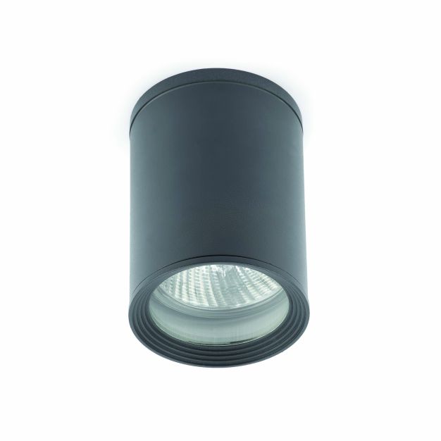 Faro Tasa - spot en saillie 1L - Ø 11 x 14 cm - IP44 - gris foncé