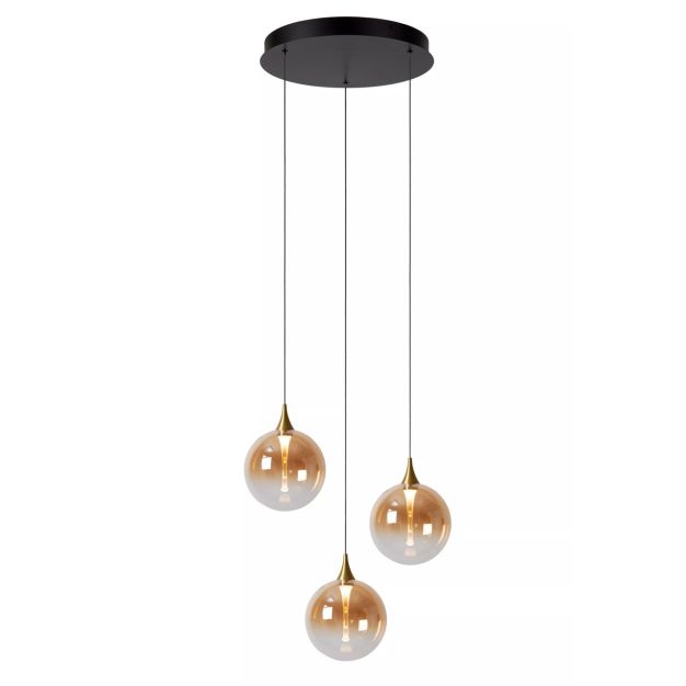 Lucide Gisela - lampe suspendue - Ø 36 x 150 cm - 3 x 3,6W LED dimmable inclus - amber