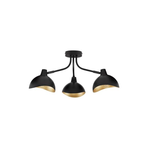 Nova Luce Geti - plafonnier - Ø 15 x 12 cm - noir mat et or