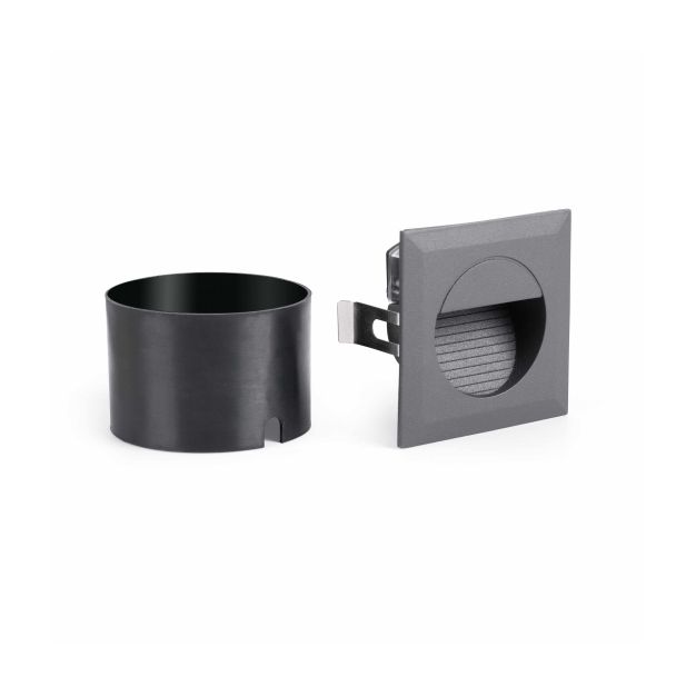 Faro Mini Carter - applique encastrée - 8 x 8 x 5 cm - 1W LED inclus - IP44 - gris foncé