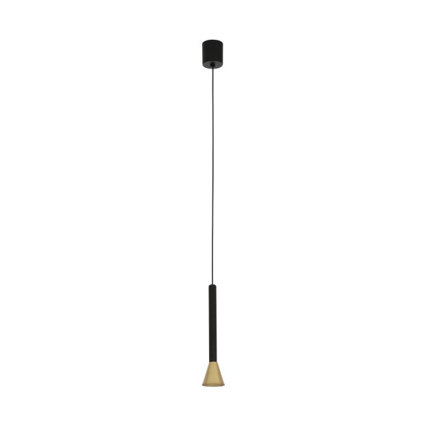 Nova Luce Navan - lampe suspendue - Ø 6 x 150 cm - 6W LED inclus - noir et laiton
