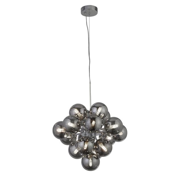 Searchlight Berry - lampe suspendue - Ø 41 x 150 cm - chrome et verre fumé