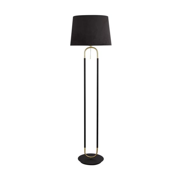 Searchlight Jazz - lampadaire - Ø 45 x 161 cm - noir mat et laiton satiné