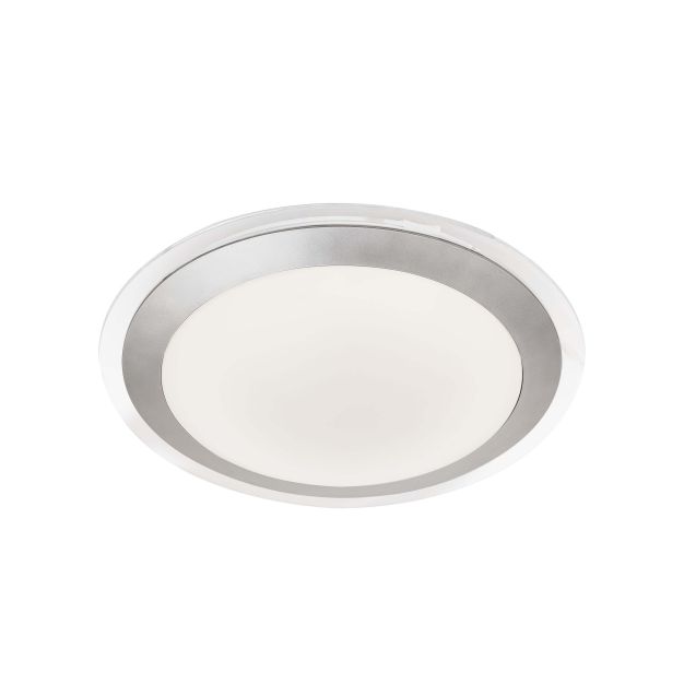 Searchlight Bathroom Flush - plafonnier de salle de bains - Ø 33 x 7 cm - 12W LED dimmable inclus - IP44 - argenté