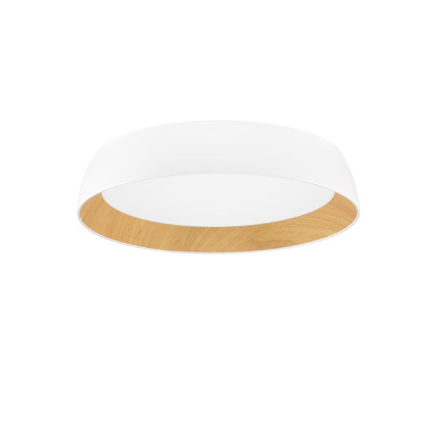 Nova Luce Sigi - plafonnier - Ø 60 x 12 cm - 50W dimmable LED inclus - blanc sablé et bois