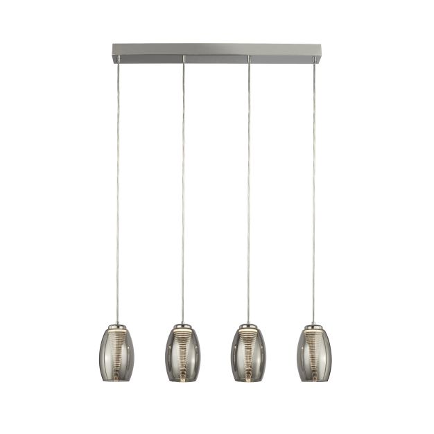 Searchlight Cyclone - lampe suspendue - 75,5 x 11,5 x 150 cm - 21W LED dimmable inclus - chrome et verre fumé