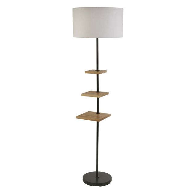 Searchlight Norfolk - lampadaire - Ø 45 x 163 cm - noir, gris et marron clair