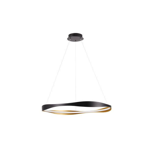 Nova Luce Dobi - lampe suspendue - Ø 80 x 120 cm - 40W dimmable LED inclus - noir sablé et or