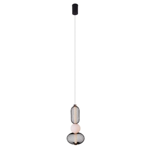 Maxlight Bora - lampe suspendue - Ø 22 x 183 cm - 10W LED inclus - noir et or