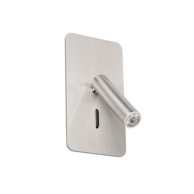 Faro Suau - applique murale avec interrupteur - 9,5 x 17 cm - 3W LED inclus - nickel satiné