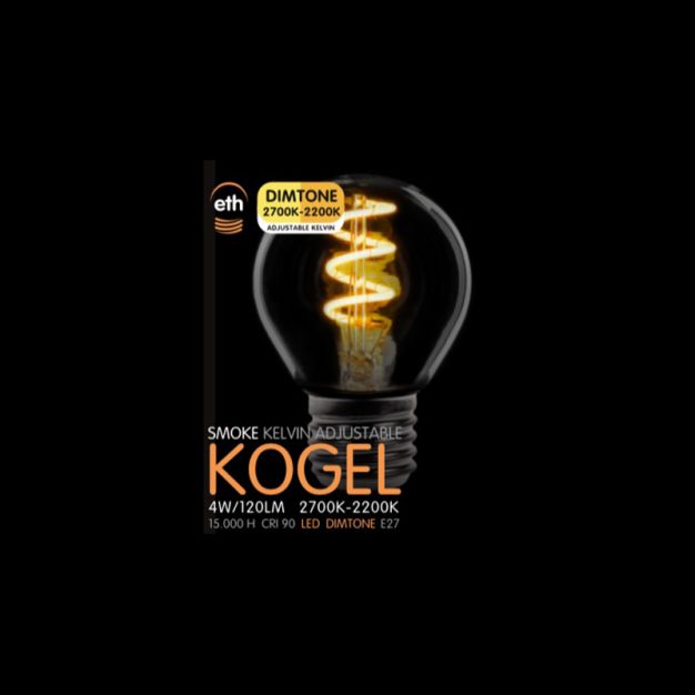 ETH LED Spiral Bullet - E27 - dimtone - 4W - 2700K à 2200K - fumé