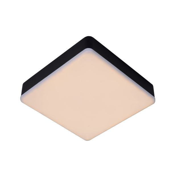 Lucide Ceres-LED - plafonnier de salle de bains - 21,5 x 21,5 x 5 cm - 30W LED dimmable inclus - IP44 - noir