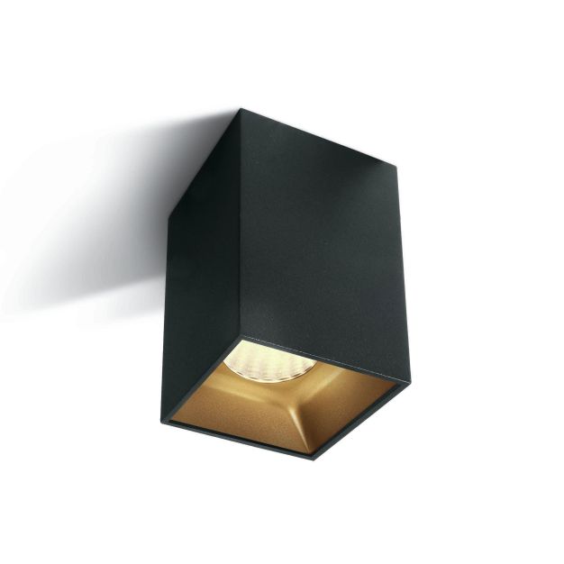 ONE Light Retro Dark Light Square Cylinders - spot en saillie 1L - 7,3 x 7,3 x 9,5 cm - 12W LED inclus - noir