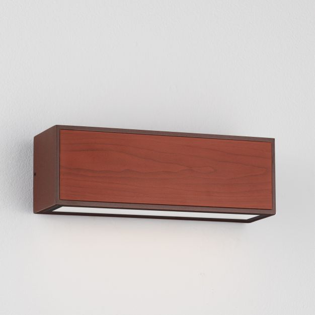 Nova Luce Brown - applique murale solaire extérieure - 25,8 x 8,6 x 8,6 cm - 2W LED inclus - IP65 - corten et bois
