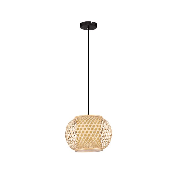 Nova Luce Asma - lampe suspendue - Ø 30 x 150 cm - rotin et noir sablé