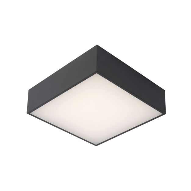 Lucide Roxane - plafonnier - 24 x 24 x 7,1 cm - 10W LED inclus - IP54 - anthracite