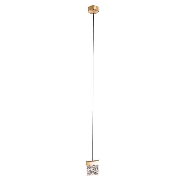 Maxlight Vetro - lampe suspendue - Ø 13 x 180 cm - 4,5W LED dimmable inclus - or brossé