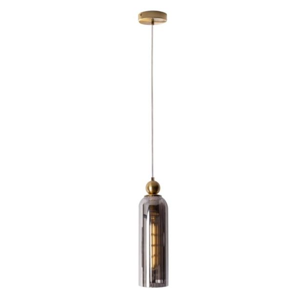 Maxlight Campanila - lampe suspendue - Ø 11 x 158 cm - laiton et verre fumé
