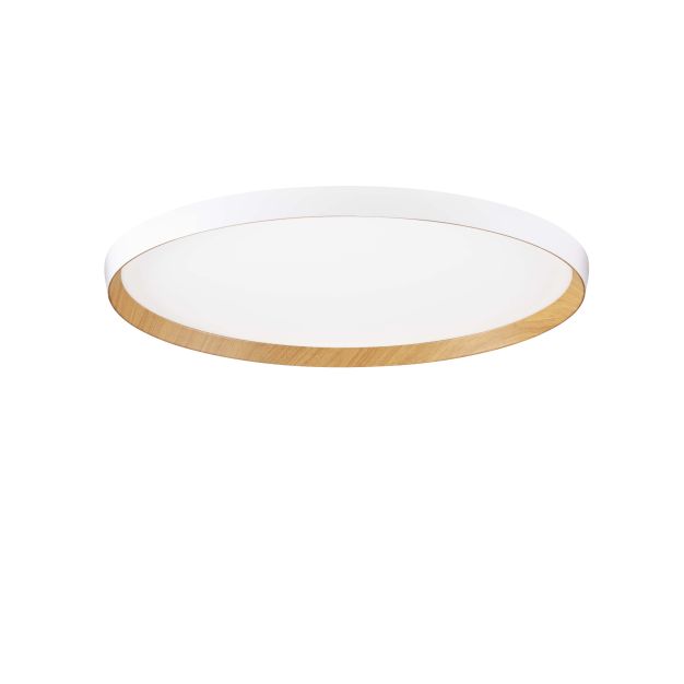 Nova Luce Vomos - plafonnier - Ø 60 x 7 cm - 55W dimmable LED inclus - blanc sablé et bois