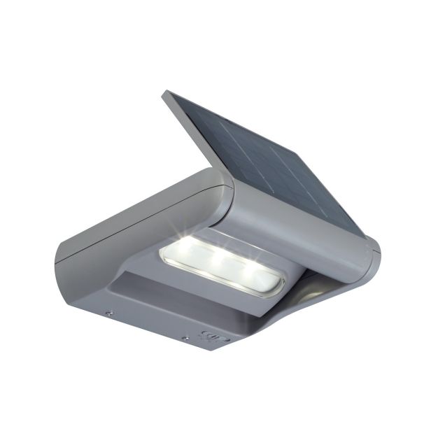 Lutec Mini Led spot - applique murale extérieure solaire - 18 x 18 cm - variateur 3 niveaux - 1W LED inclus - IP44 - gris argenté