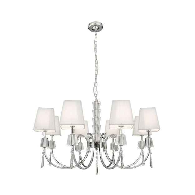 Searchlight Portico - lustre - Ø 69 x 96 cm - chrome et blanc