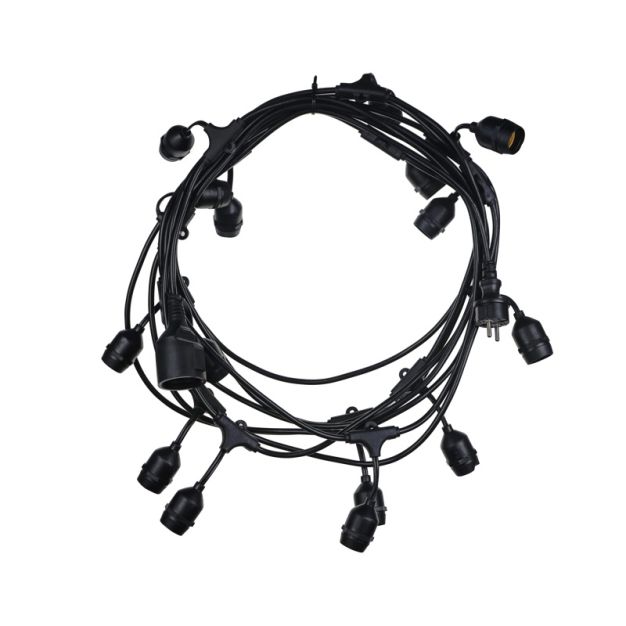 Century Italia Fiesta - guirlande lumineuse de 9,27 m dont 0,6 m de câble - 15 x E27 (hors ampoules) - IP44 - noir