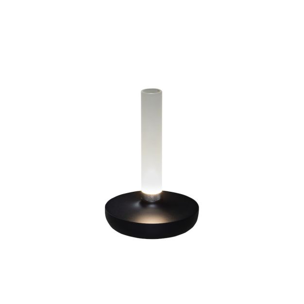 Konstsmide Biarritz - lampe de table d'extérieur - Ø 13,5 x 20,5 cm - 2,5W dim to warm LED inclus - rechargeable - IP54 - noir
