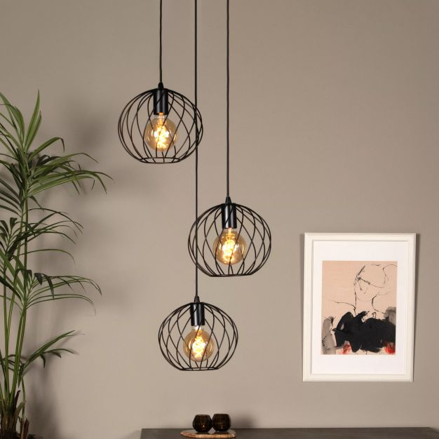 Lucide Danza - lampe suspendue - Ø 50 cm x 165 cm - noir