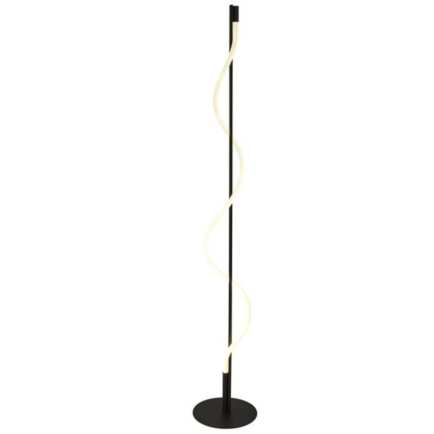 Searchlight Serpent - lampadaire - Ø 23 x 141 cm - 20W dimmable LED inclus - noir et opale