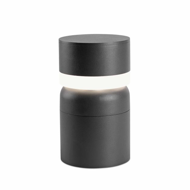 Faro Sete - lampe de jardin - Ø 14,5 x 25 cm - 6W LED inclus - IP54 - gris foncé