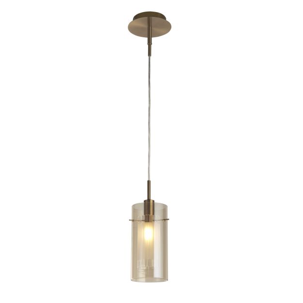 Searchlight Duo III - lampe suspendue - Ø 13 x 120 cm - bronze et champagne