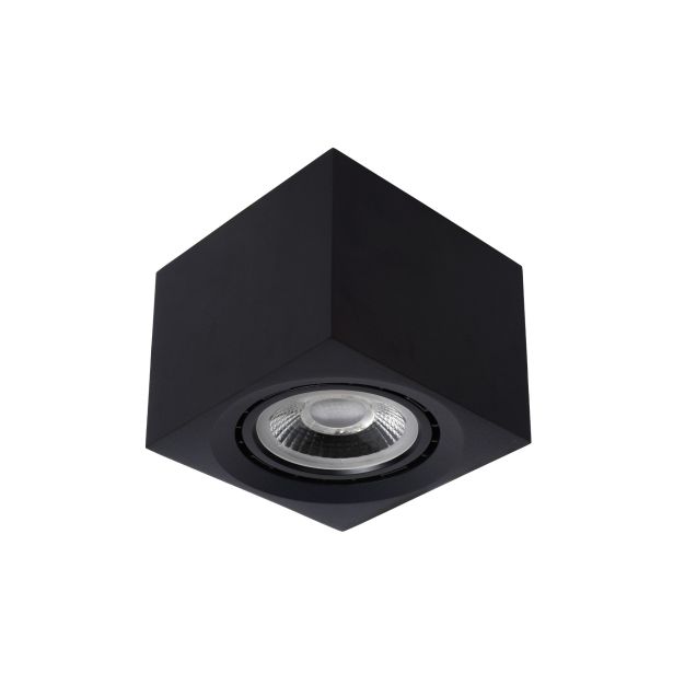 Lucide Fedler - spot en saillie - 12 x 12 x 8,5 cm - 12W LED dimmable inclus - dim to warm - noir