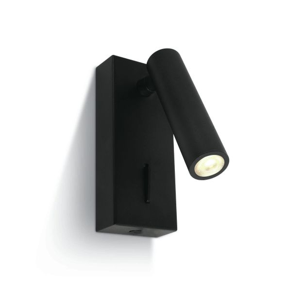 ONE Light Reading Spots - applique murale avec interrupteur - 5 x 2,5 x 12 cm - 3W LED inclus - noir