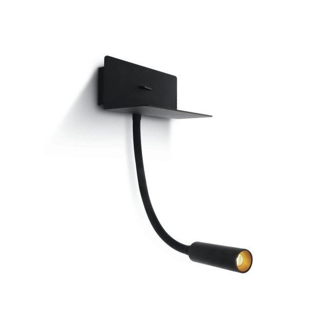 ONE Light Reading Spots - applique murale avec port USB et interrupteur -16 x 11 x 7,5 cm - 3W LED inclus - noir