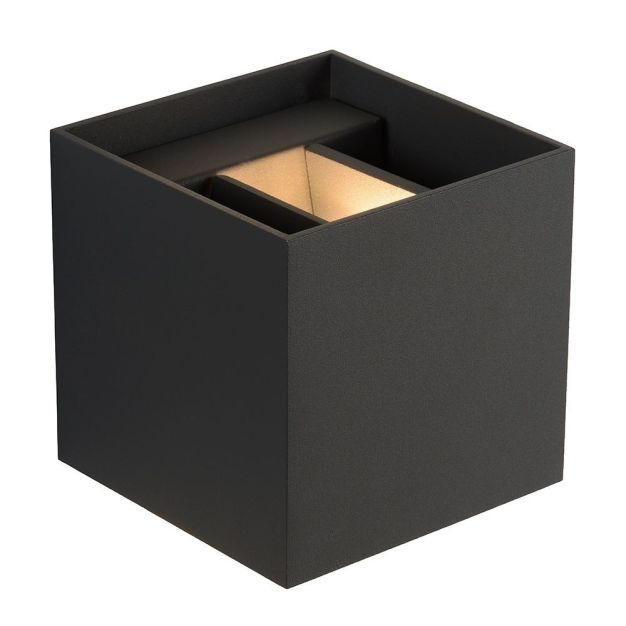 Lucide Xio Cube - applique murale avec 2 faisceaux réglables - 9,7 x 9,7 x 9,7 cm - 4W dimmable LED inclus - gris