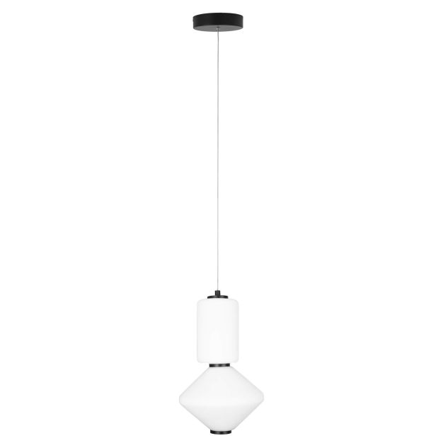 Maxlight Akiko - lampe suspendue - Ø 20 x 150 cm - 16W LED inclus - noir et opale