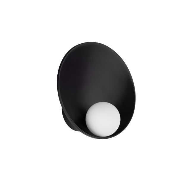 Nova Luce Minim - applique murale - Ø 23 x 23 cm - noir sablé et verre opale